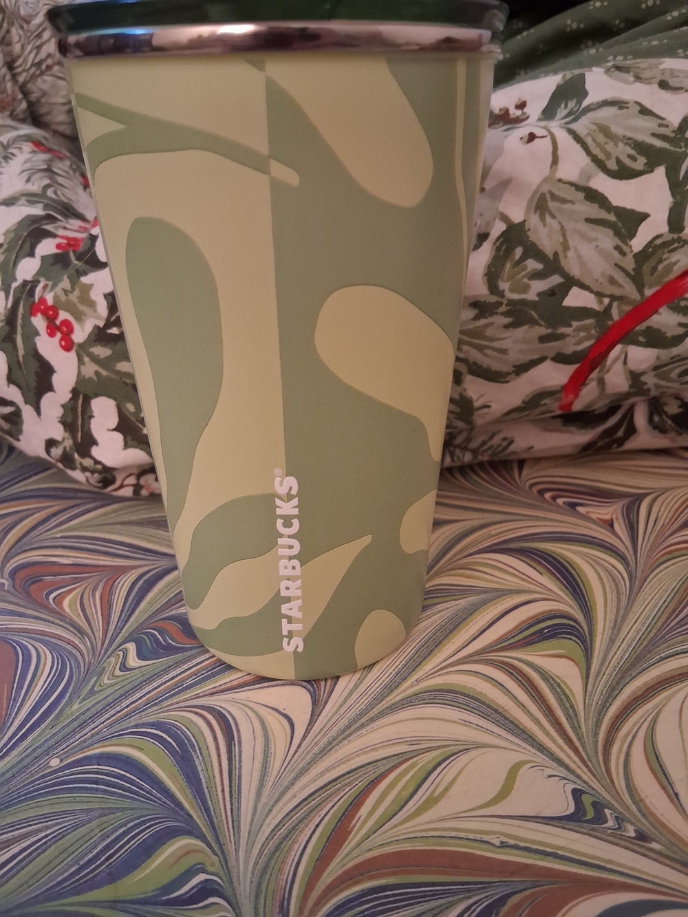 Starbucks Olive & Light Green Camouflage Tumbler NWT